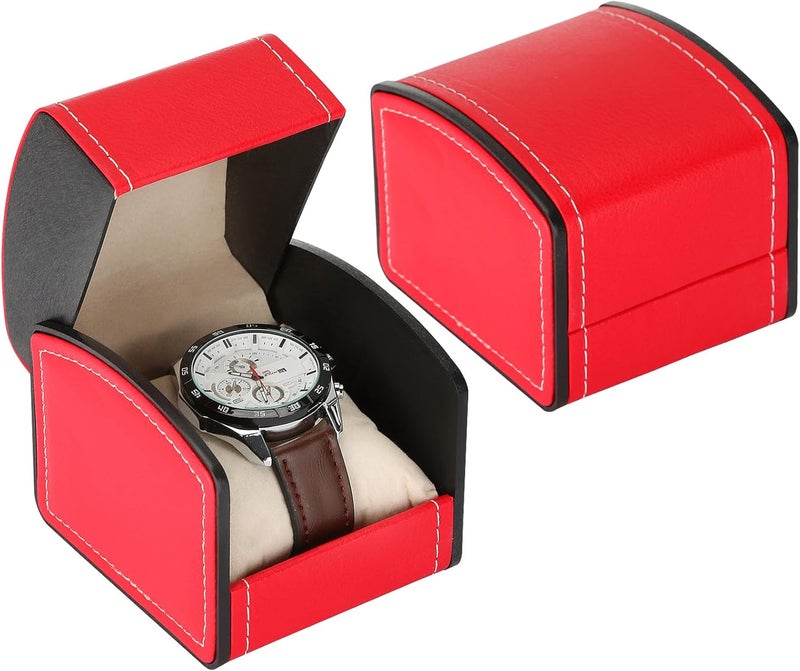 BAOPEND Luxury Single Watch Gift Box with Removable Pillow, PU Leather Single Watch Case Wristwatch Jewelry Storage Display Holder Cases for Men and Women (Red) - Image 1